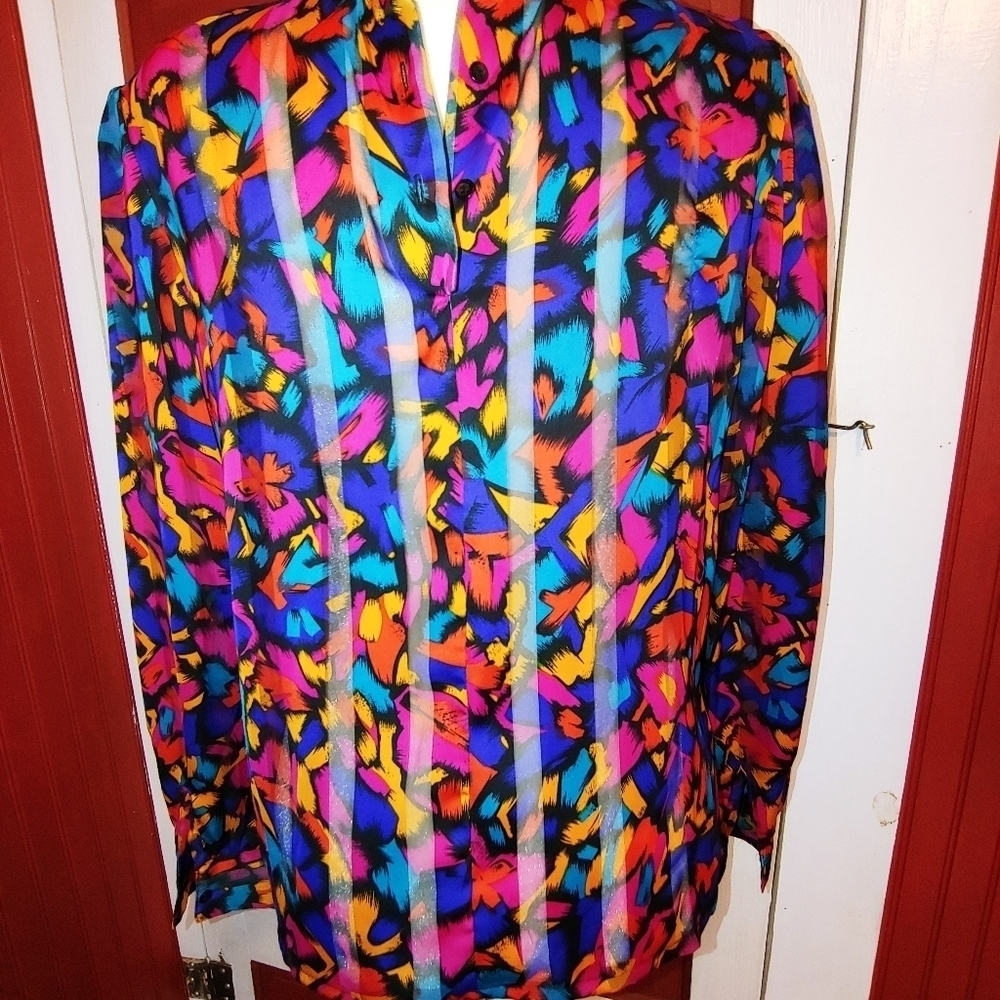 Vintage 80s Nicola Blouse 10 - Picture 4 of 5